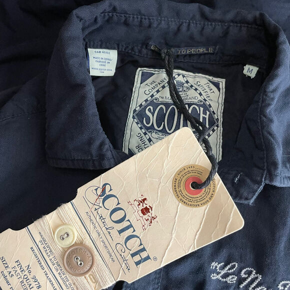 scotch soda doc azur embellished button up shirt Size M - Picture 6 of 13